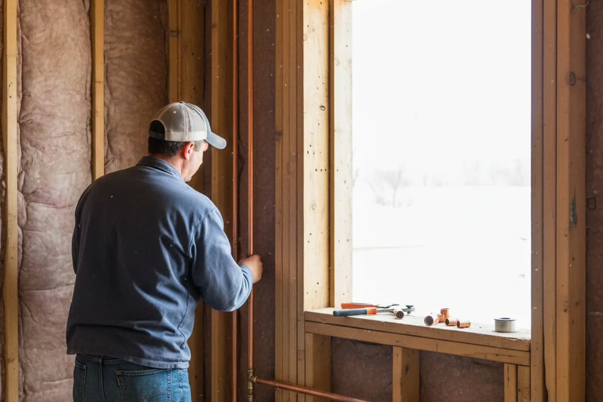Licensed plumber running new copper supply lines in a Eatonton home