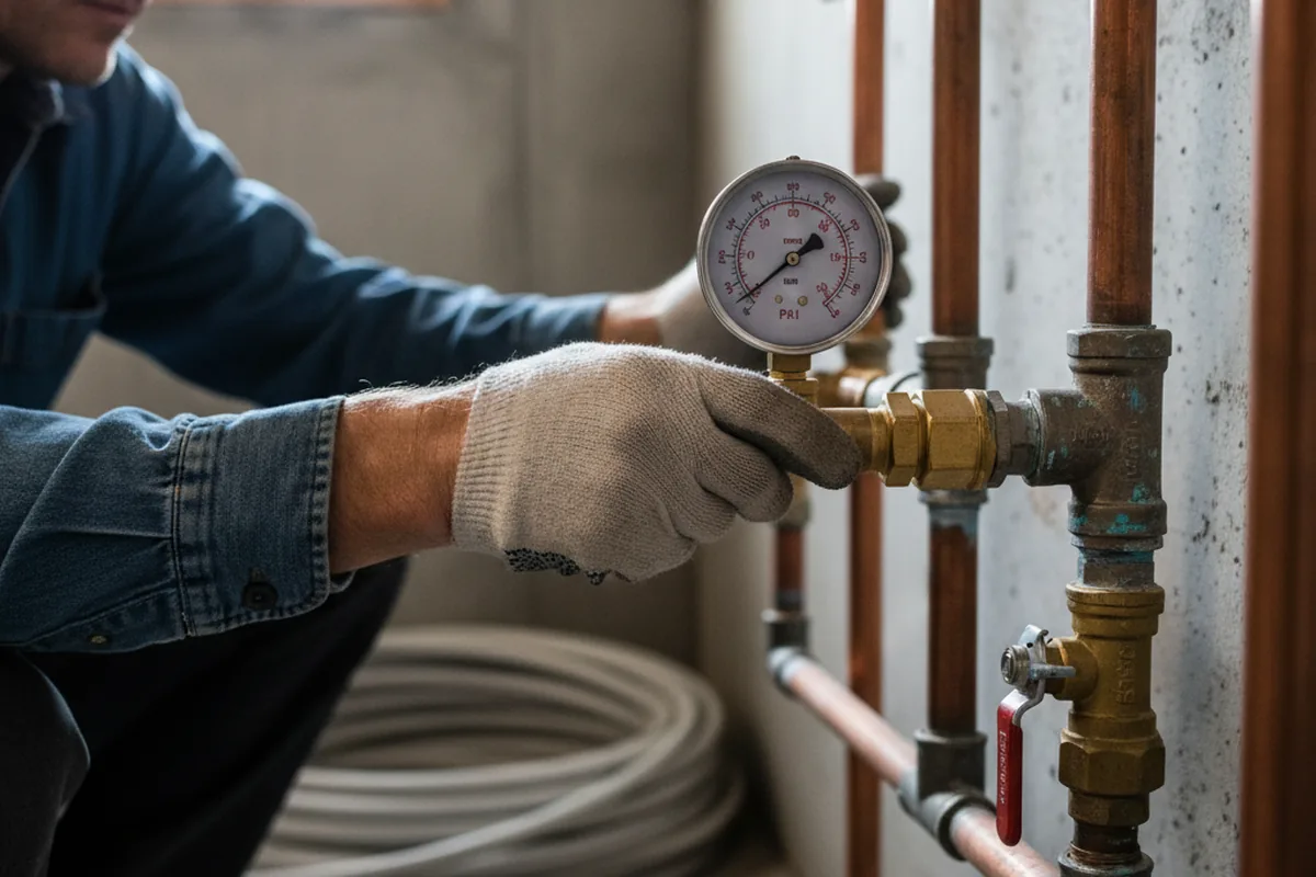 Pressure testing a repaired line during Water Line Repair in Eatonton